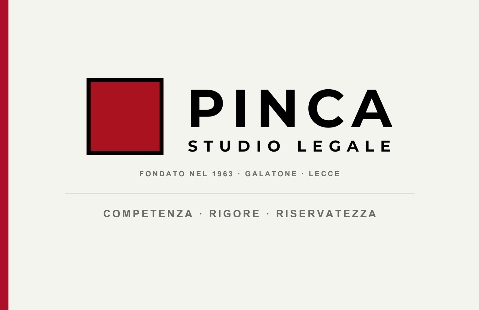 Fronte del nuovo biglietto dello Studio Legale Pinca